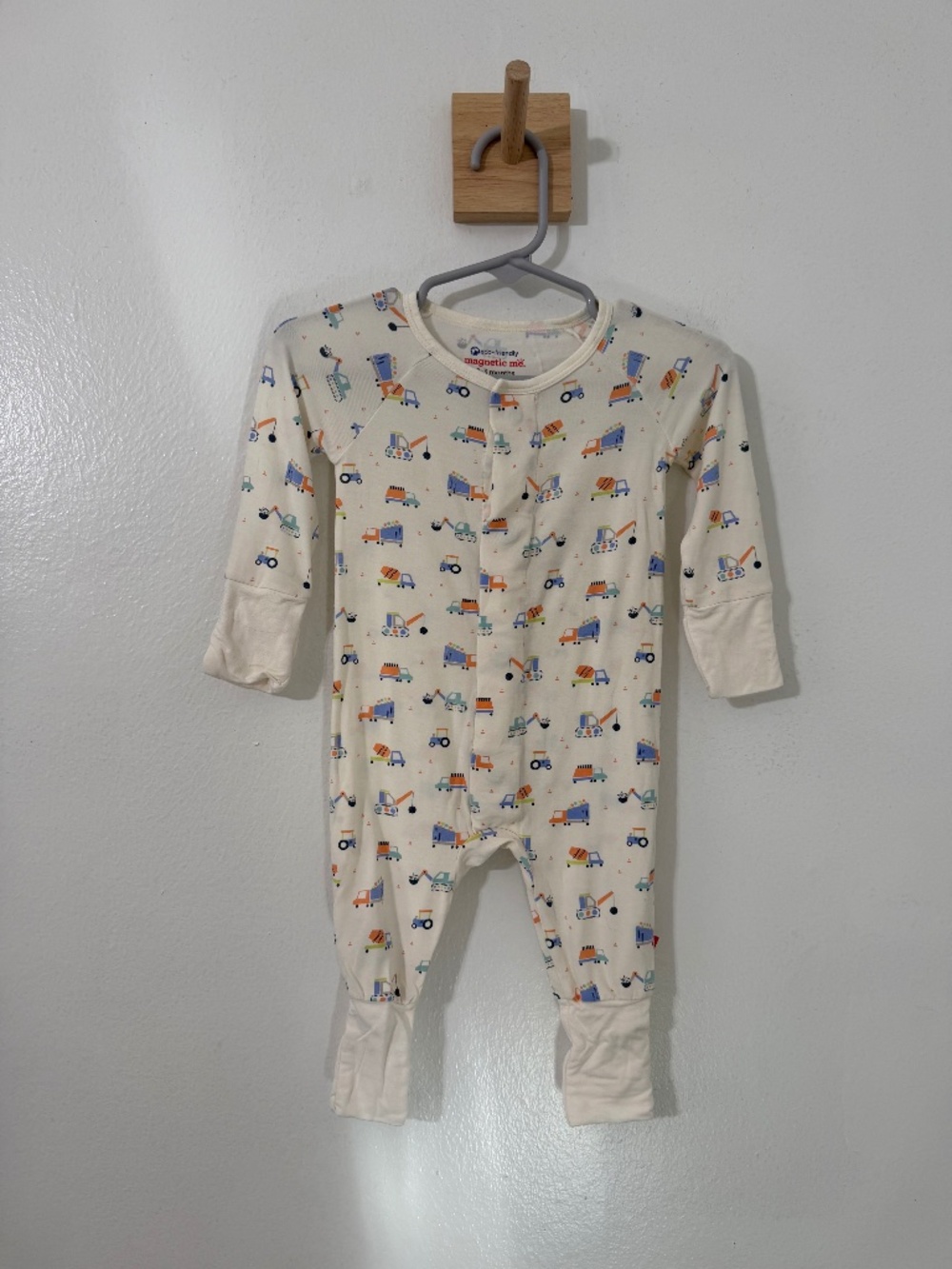 Magnetic Me Can You Dig It Construction Vehicles One Piece Fold Over Feet 0-3 Mo